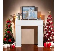Consolle per Camino Con Vano Portaoggetti, Bordo Decorativo in Legno, Scaffale per Soggiorno, Camera da Letto, Accessori per la Casa, Bianco