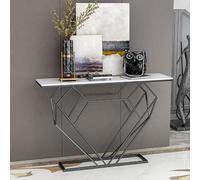 Consolle per divano, consolle con base geometrica | Tavolo moderno per corridoio | Tavolo stretto per divano | Tavolo d'ingresso con piano in finto marmo impiallacciato | per soggiorno/corridoio/atrio