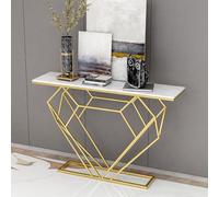 Consolle per divano, consolle con base geometrica | Tavolo moderno per corridoio | Tavolo stretto per divano | Tavolo d'ingresso con piano in finto marmo impiallacciato | per soggiorno/corridoio/atrio