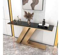 Consolle per divano, consolle stretta, moderna consolle con base geometrica, tavolo consolle per corridoio, tavolo stretto per divano, tavolo da ingresso con piano in finto marmo impiallacciato, per