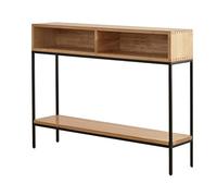 Consolle per divano, consolle, tavolo da ingresso, tavolo rettangolare con ripiani in metallo in bronzo annerito, con 2 contenitori, tavolo d'accento per soggiorno, corridoio, 108 x 25 x 85 cm