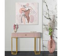 Consolle rettangolare con i lati smussati con cassetto, MONTPELLIER, Dimensioni 100x43xh 74 cm - Peso 14,8 kg La struttura in metallo dorato e tessuto imbottito rosa