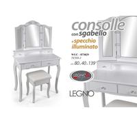 CONSOLLE SPECCHIO LUCI CON SGABELLO TAVOLO TRUCCO Toletta Make Up 1398040cm