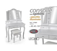 CONSOLLE SPECCHIO LUCI CON SGABELLO TAVOLO TRUCCO Toletta Make Up 1398040cm