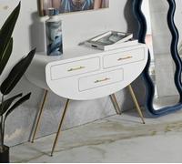 Dmora - Consolle Spirito, Tavolo multiuso, Mobiletto d'appoggio, Scrivania da corridoio, 110x40 h80 cm, Bianco e Oro
