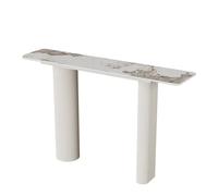 Consolle Stretta con Top in Pietra Sinterizzata e Cornice di Ferriera Metallica, Tavolo d'Ingresso Moderno con Superficie di Pulizia Facile per Corridoio, Soggiorno e Ingresso(B,WHITE_120CM/47.2")