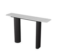 Consolle Stretta con Top in Pietra Sinterizzata e Cornice di Ferriera Metallica, Tavolo d'Ingresso Moderno con Superficie di Pulizia Facile per Corridoio, Soggiorno e Ingresso(D,BLACK_150CM/59.1")