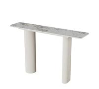 Consolle Stretta con Top in Pietra Sinterizzata e Cornice di Ferriera Metallica, Tavolo d'Ingresso Moderno con Superficie di Pulizia Facile per Corridoio, Soggiorno e Ingresso(F,WHITE_100CM/39.4")