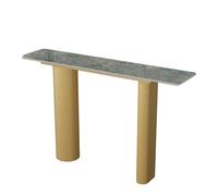 Consolle Stretta con Top in Pietra Sinterizzata e Cornice di Ferriera Metallica, Tavolo d'Ingresso Moderno con Superficie di Pulizia Facile per Corridoio, Soggiorno e Ingresso(E,GOLD_120CM/47.2")