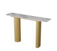 Consolle Stretta con Top in Pietra Sinterizzata e Cornice di Ferriera Metallica, Tavolo d'Ingresso Moderno con Superficie di Pulizia Facile per Corridoio, Soggiorno e Ingresso(F,GOLD_120CM/47.2")