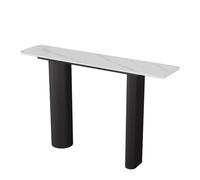 Consolle Stretta con Top in Pietra Sinterizzata e Cornice di Ferriera Metallica, Tavolo d'Ingresso Moderno con Superficie di Pulizia Facile per Corridoio, Soggiorno e Ingresso(A,BLACK_120CM/47.2")