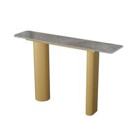 Consolle Stretta con Top in Pietra Sinterizzata e Cornice di Ferriera Metallica, Tavolo d'Ingresso Moderno con Superficie di Pulizia Facile per Corridoio, Soggiorno e Ingresso(G,GOLD_120CM/47.2")