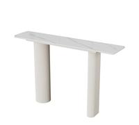 Consolle Stretta con Top in Pietra Sinterizzata e Cornice di Ferriera Metallica, Tavolo d'Ingresso Moderno con Superficie di Pulizia Facile per Corridoio, Soggiorno e Ingresso(A,WHITE_150CM/59.1")