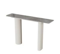 Consolle Stretta con Top in Pietra Sinterizzata e Cornice di Ferriera Metallica, Tavolo d'Ingresso Moderno con Superficie di Pulizia Facile per Corridoio, Soggiorno e Ingresso(G,WHITE_120CM/47.2")