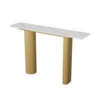 Consolle Stretta con Top in Pietra Sinterizzata e Cornice di Ferriera Metallica, Tavolo d'Ingresso Moderno con Superficie di Pulizia Facile per Corridoio, Soggiorno e Ingresso(A,GOLD_100CM/39.4")