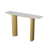 Consolle Stretta con Top in Pietra Sinterizzata e Cornice di Ferriera Metallica, Tavolo d'Ingresso Moderno con Superficie di Pulizia Facile per Corridoio, Soggiorno e Ingresso(D,GOLD_100CM/39.4")