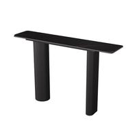 Consolle Stretta con Top in Pietra Sinterizzata e Cornice di Ferriera Metallica, Tavolo d'Ingresso Moderno con Superficie di Pulizia Facile per Corridoio, Soggiorno e Ingresso(C,BLACK_150CM/59.1")