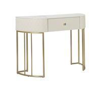 Dmora - Consolle Tapajos, Tavolo multiuso, Mobiletto d'appoggio, Scrivania da corridoio, 100x40 h75 cm, Bianco e Oro