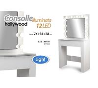 CONSOLLE TAVOLO 12 LUCI LED POSTAZIONE TRUCCO SPECCHIO SGABELLO MODERNO 763578