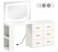 Consolle Trucco con Specchio 118x78x135 cm con Specchio e Luci LED Regolabili in MDF Bianco
