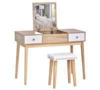 Consolle Trucco Moderna 100x45x118 cm con Specchio e Sgabello