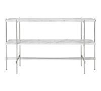 Consolle TS H72 2 Ripiani Acciaio Lucido/Marmo Bianco Carrara