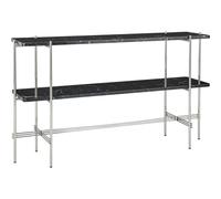 Consolle TS H72 2 Ripiani Acciaio Lucido Marmo Nero Marquina