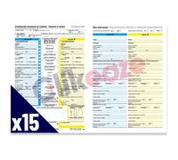Constatazione Amichevole Italiano x15 Moduli CAI - 4 Fogli Autoricalcanti per ogni Modulo - CID Incidente Auto Conforme alle Normative - Ideale per Aziende, Carrozzerie, Assicurazioni - Formato Scorta