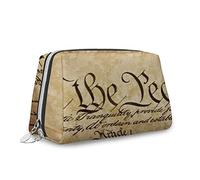 Constitution, borsa cosmetica per trucchi, Costituzione degli Stati Uniti, borsa da trucco in pelle organizer riutilizzabile, giallo, M, Giallo_4, Taglia unica, Beauty Case