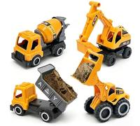 Construction Sand Toys - Inspire Learning Through Play | 4-Piece Excavator Bulldozer Dirt Truck Cement Truck Sandbox Toy Set | For Kids Boys Girls Garden Backyard Park Beach Travel Camping Motor Skill
