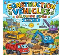 Construction Vehicles Coloring Book for Kids Ages 1-3: Big Bulldozers, Dump Trucks, Cement Mixers & Road Rollers | Easy and Simple Coloring Book with Bold Thick Lines for Toddlers