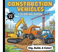Construction Vehicles Coloring Book for Kids Ages 4-8: Cute Smiley Excavators, Front Loaders, Dump Trucks & Cranes with Bold Outlines | Fun Construction Site Coloring Scenes for Boys and Girls