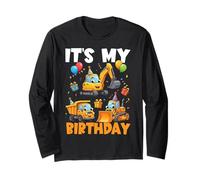 Construction Vehicles Kids Trucks And Diggers Birthday Maglia a Manica