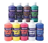 Constructive Playthings Kinder-Set mit 9 Tempura-Farben, Set mit 9 hellen, abwaschbaren Farbpints f r den Unterricht und zum Basteln, mehrfarbig