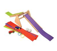 Constructive Playthings Rampe da corsa con 8 accessori per rampa, gioco di giocattoli per bambini dai 3 anni in su