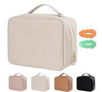 Consulbefor Bag,Multi-compartment Toiletry Cosmetics Bag,PU Leather Large Capacity & Portable Consulbefor Bag,Toiletry Cosmetics Bag Consulbefor,Makeup Bag Large Travel Cosmetic Bags for Women (Beige)