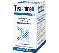 TraspireX Classic, Antitraspirante Roll-On Controllo Efficace della Sudorazione e dei Cattivi Odori, Senza Profumazione, Formula Unisex, Dermatologicamente Testato - 20 ml