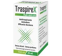 TraspireX Antitraspirante Roll-On per pelli delicate Senza profumo Unisex 20 ml
