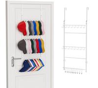 Consumest Organizer per cappelli da porta, 3 ripiani, montaggio a parete, con 16 ganci e 10 clip mobili, può contenere fino a 26 cappellini per porta, camera da letto, armadio, in attesa di brevetto