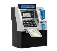 Contabanconote, Giocattolo di risparmio bancomat for bambini con smart card, contamonete e cassaforte password per aziende(Noir)