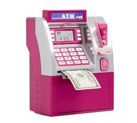 Contabanconote, Giocattolo di risparmio bancomat for bambini con smart card, contamonete e cassaforte password per aziende(Pink)