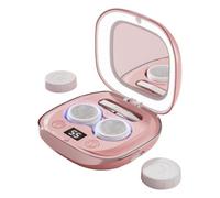 Contact Lens Cleaner - 3-in-1 Case | High Frequency Vibration, LED Mirror | 12000 RPM Ultrasonic Washer Works as Storage & Makeup Mirror, USB Rechargeable Tool for Home Dorm Vacation Travel