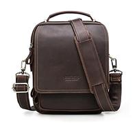 CONTACTS - Borsa a tracolla da uomo, in pelle pieno fiore, adatta per tablet da 10.7 pollici, per lavoro,ufficio,borsa a tracolla con portachiavi e porta carte, colore: caffè