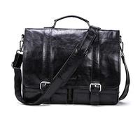 Contacts Borsa a tracolla da uomo in vera pelle da 14 pollici, borsa a tracolla casual vintage, borsa messenger per uomini e donne, viaggi, scuola, avvocato, Nero , Taglia unica