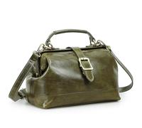 CONTACTS Borsa da dottore con manico superiore, da donna, in pelle pieno fiore, pochette a tracolla, borsa vintage con chiusura in metallo e apertura del telaio, Verde