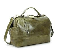 CONTACTS Borsa da dottore in vera pelle da donna, borsa a tracolla con serratura, borsa vintage con manico superiore, con chiusura in metallo, apertura telaio, Verde L