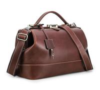 CONTACTS Borsa da dottore in vera pelle da donna, borsa a tracolla con serratura, borsa vintage con manico superiore, con chiusura in metallo, apertura telaio, Rosso Marrone L