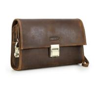 Contacts Code Lock Clutch Bag per gli uomini in pelle antifurto da polso pochette portafoglio grande borsa organizer per carte porta telefono libretto degli assegni borsa organizer da viaggio, Caffè