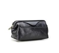 CONTACT'S FAMILY Borsa elettronica in pelle, accessori tecnologici vintage, custodia organizer per cavi da viaggio, custodia multiuso per accessori digitali in vera pelle, Nero , Organizer per borse