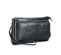 CONTACT'S FAMILY Organizer per cavi in pelle, borsa organizer tecnica, accessori elettronici, borsa da viaggio, Nero , Organizer per borse